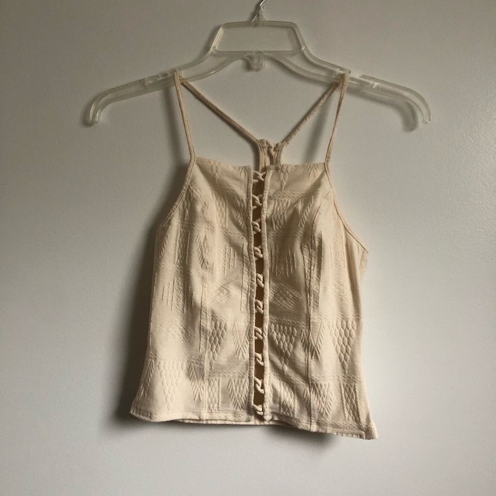 Urban Outfitters Cream Textured Racer Back Tank
